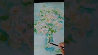 Watercolor painting of a bouquet of white roses #shorts #watercolor #flowers #roses #speedpainting