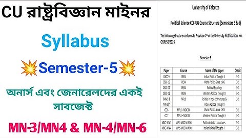 Calcutta University 5th Semester MINOR Syllabus 2025 | SEM-5 MINOR Suggestion 2025