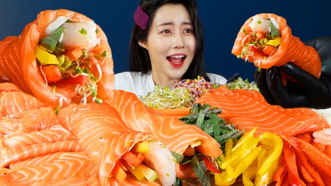 MUKBANG ASMR | WOW! Salmon Party🎉with Various Veggies Eat Eatingshow