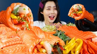 MUKBANG ASMR | WOW! Salmon Partywith Various Veggies Eat Eatingshow Realsound 아라 Ara Eatingsound