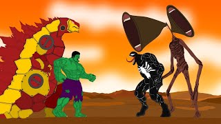 Godzilla Earth, Hulk .Vs Siren Head, Venon Gaint | GODZILLA SUPERHERO CARTOON MOVIE