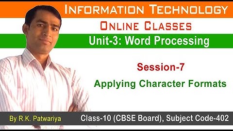 #37 |Unit-3| Session-7:Applying Character Formats | Word Processing | Make Maths & science equation