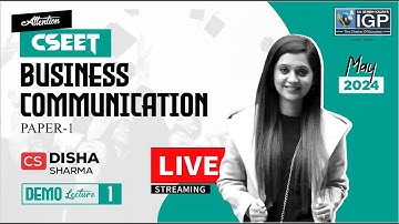 CSEET || DEMO || For May-24 || Paper-1 Business Communication || CS DISHA SHARMA