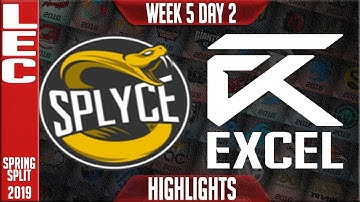 SPY vs XL Highlights | LEC Spring 2019 Week 5 Day 2 Splyce vs Excel Esports