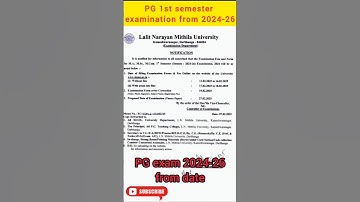 LNMU PG 1st semester examination form date / session 2024-26 / pg exam form date #lnmu #exam #pg