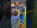 Bradley Barcola and Désiré Doué sign jersey for young fan 🙌 #SuperCup #PSG
