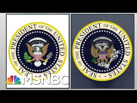 President Donald Trump Mocked On Stage By Errant Satire Presidential Seal | Rachel Maddow | MSNBC