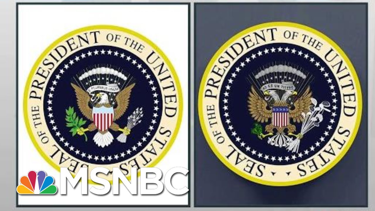 President Donald Trump Mocked On Stage By Errant Satire Presidential Seal Rachel Maddow Msnbc Youtube