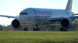 (4K) Ethiopian Cargo Boeing 777-F ET-BAA Taxi and SCREAMING Takeoff at Paine Field!