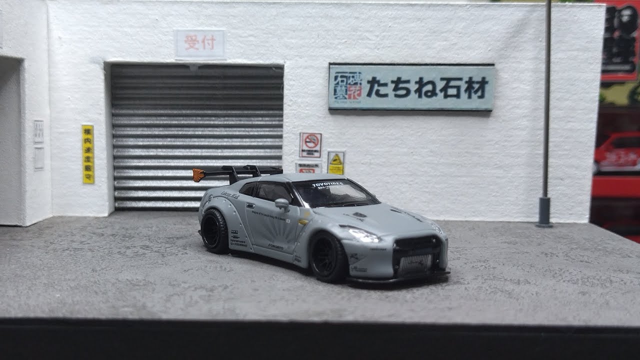 MINI GT LB🌟WORKS NISSAN GT-R R35 TYPE 1,REAR WING VER 1 matte grey ...
