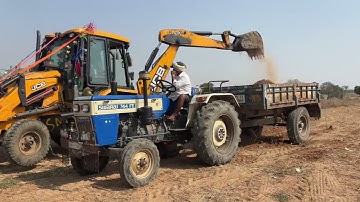 Jcb 3dx Loading mud in Swaraj Tractor || jcb and tractor video Part-02 || SRIKANTH PS