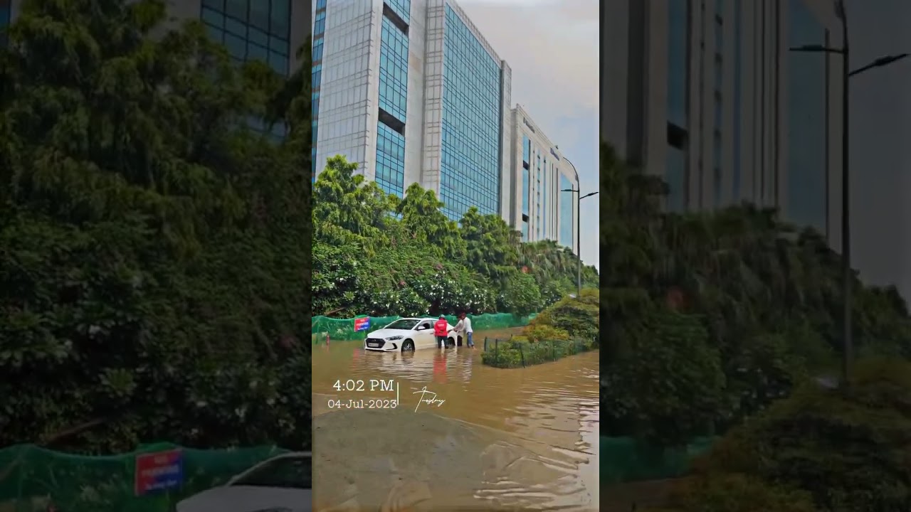 Gurgaun water logging outside tech space 🌧️ 