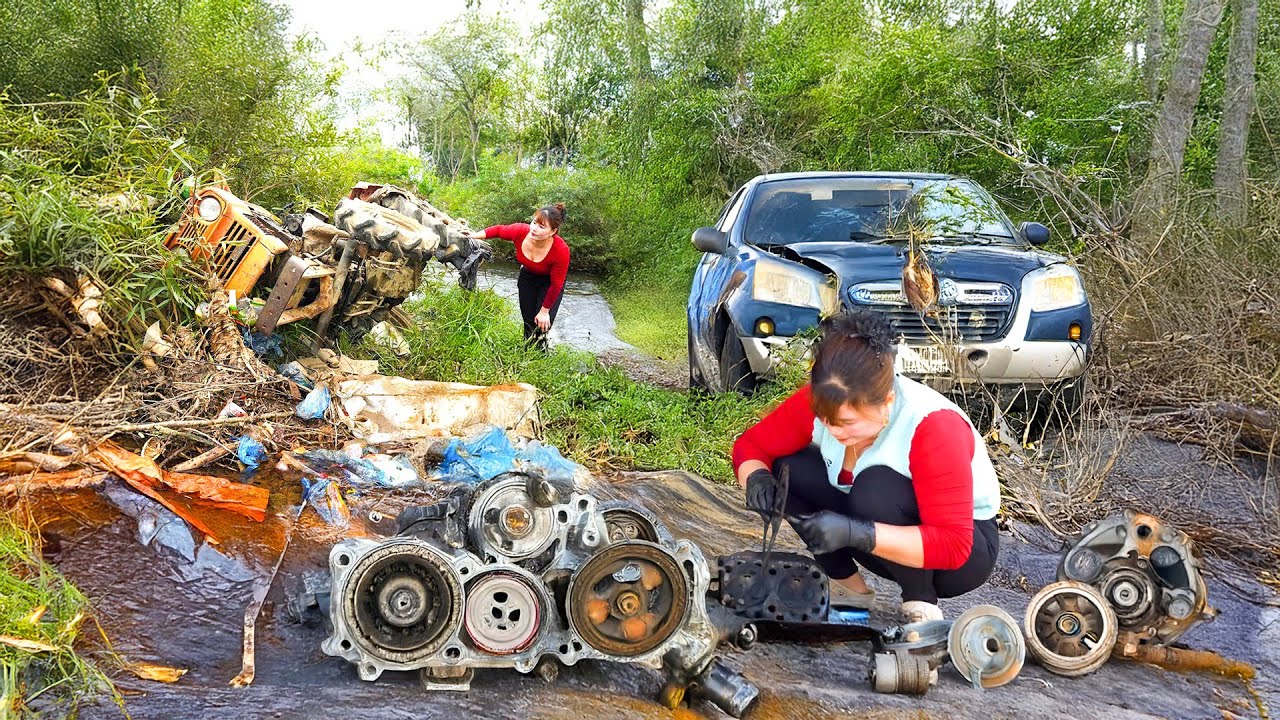 Farm Machinery Stuck on River Bank - Repair and Restoration of Abandoned Equipment