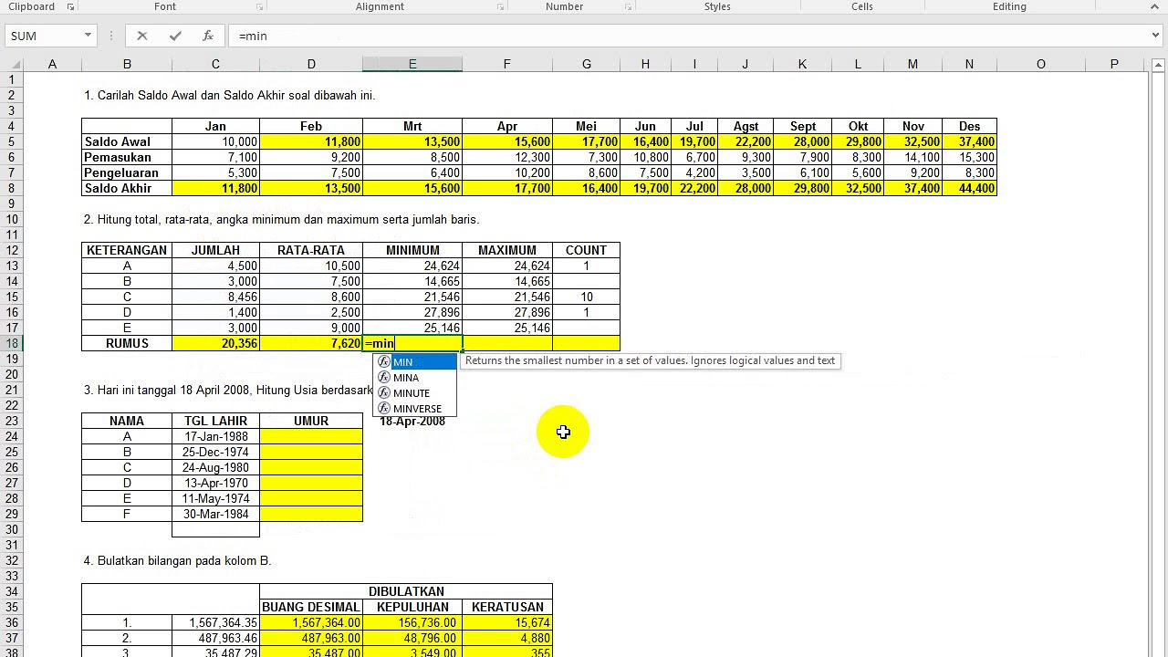 Download Soal Test Kerja Excel Untuk Admin Youtube