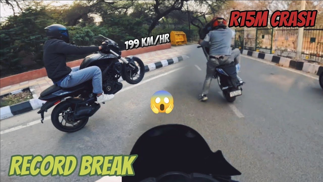 R15m wheely gone wrong 😱 vlog 16crash live dominar top speed YouTube