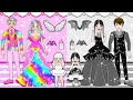 DIY Paper Doll | Pink And Black Family No Color Barbie Costume Angel And Devil | Dolls Beauty