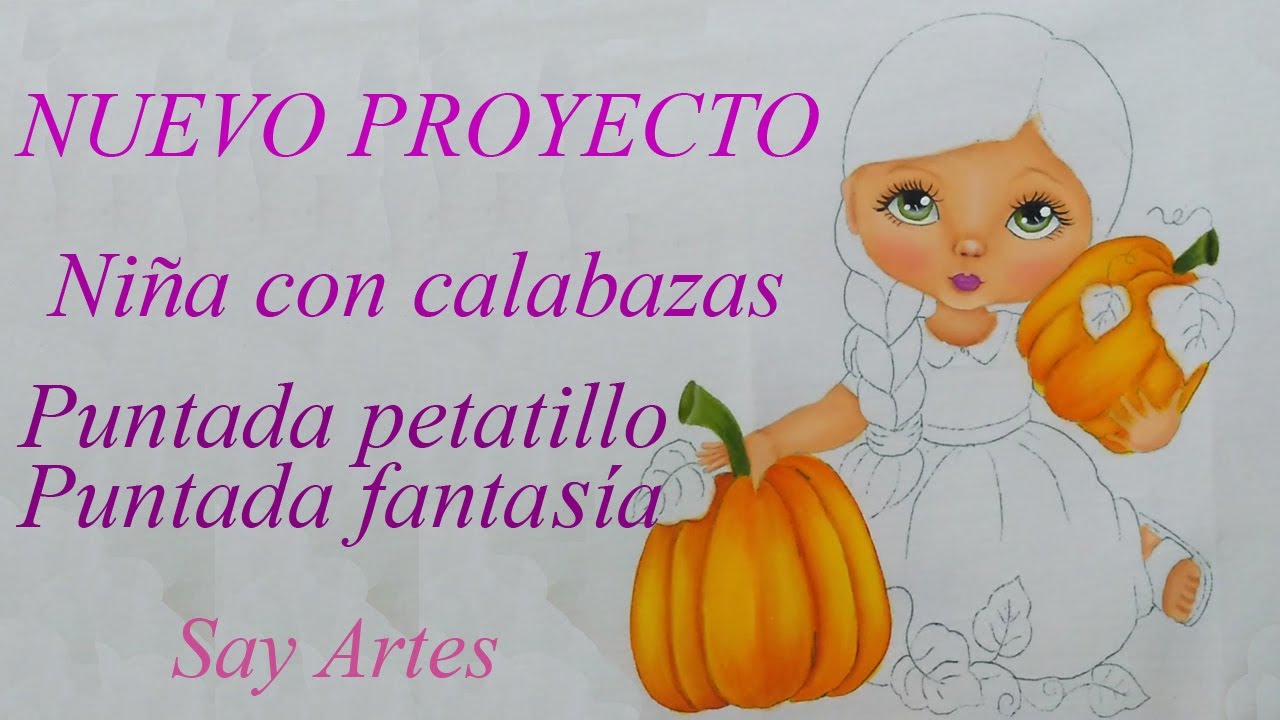 1 - Vestido, Hojas - Niña con calabazas | Say Artes