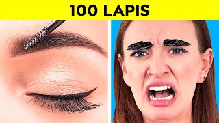 TANTANGAN 100 LAPIS MAKEUP || Tantangan 1.000 Lapis Kuku, Lipstik, Makeup oleh 123 GO Like!