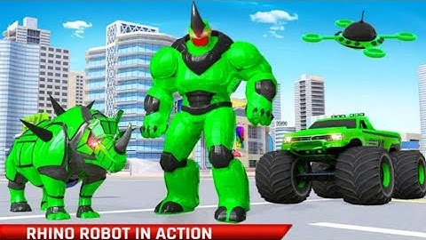 Rhino Robot Monster Truck Transform Robot Games | Android Gameplay