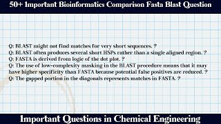 MCQ Questions Bioinformatics Comparison Fasta Blast with Answers