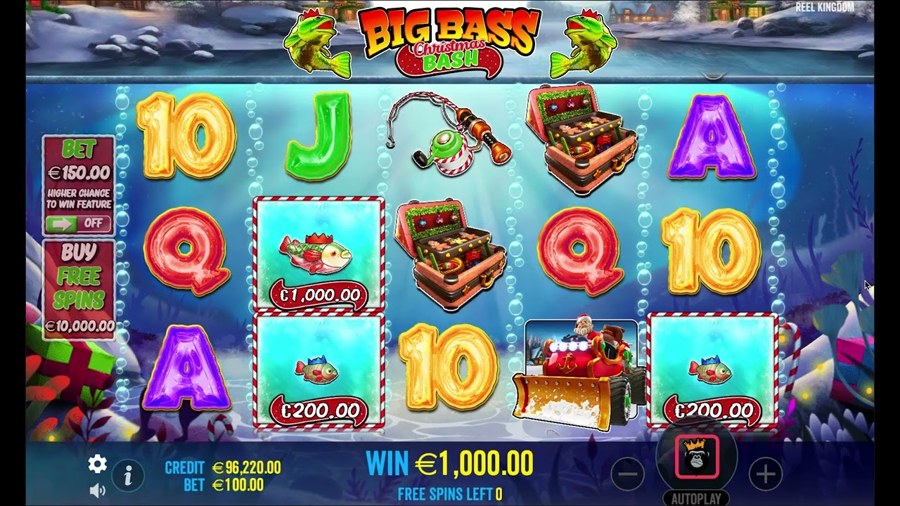 100 auto spins in Big Bass Christmas Bash slot by Pragmatic Play