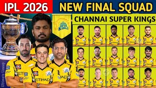 Ipl 2026 - Chennai Super Kings Team Full Squad Csk Team New Players List 2026 Csk New Team 2026