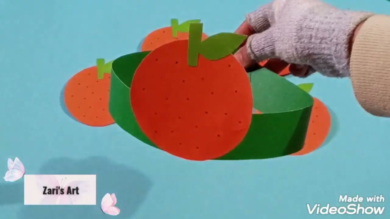 Hand made fruit day crowns.Mango, orange & Apple crown.Beautiful Color Day crowns for kids