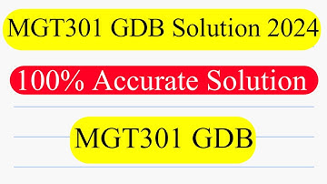 Mgt301 Gdb Solution 2024
