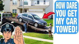 Karen Calls Cops After I Towed Her Car Off My Driveway .. Claims I STOLE Her Vehicle!