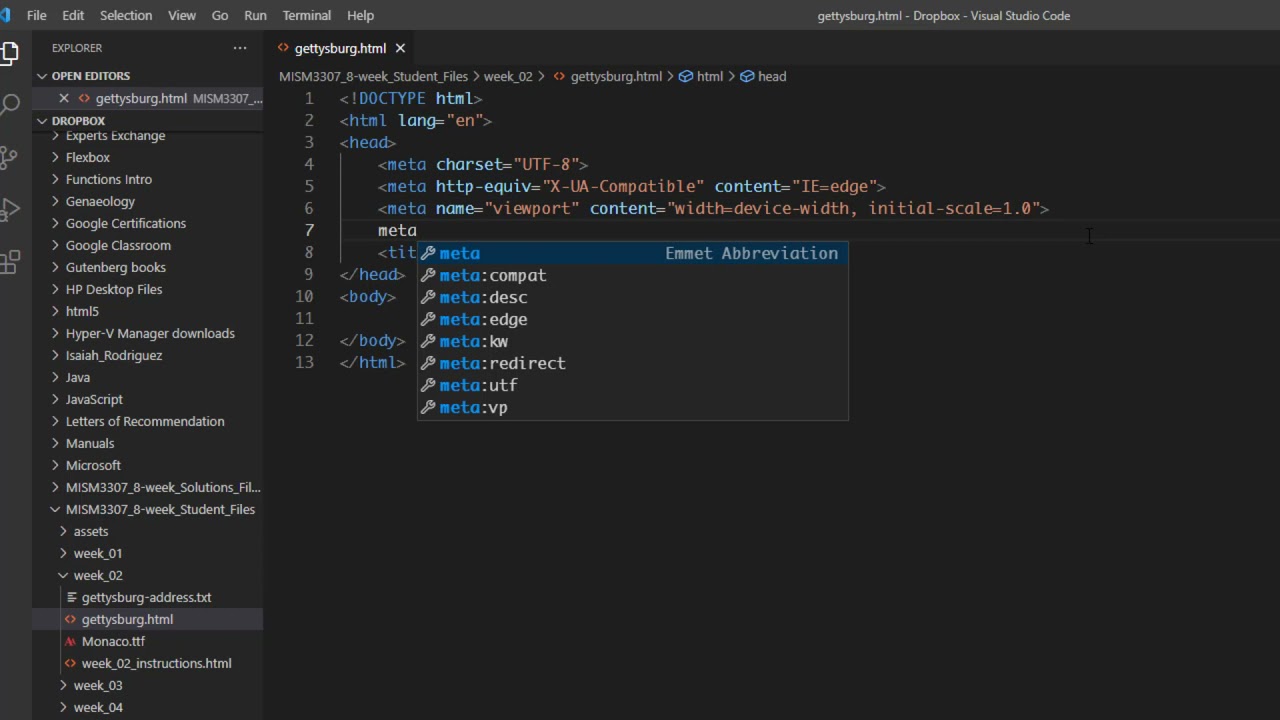 html tutorial visual studio code