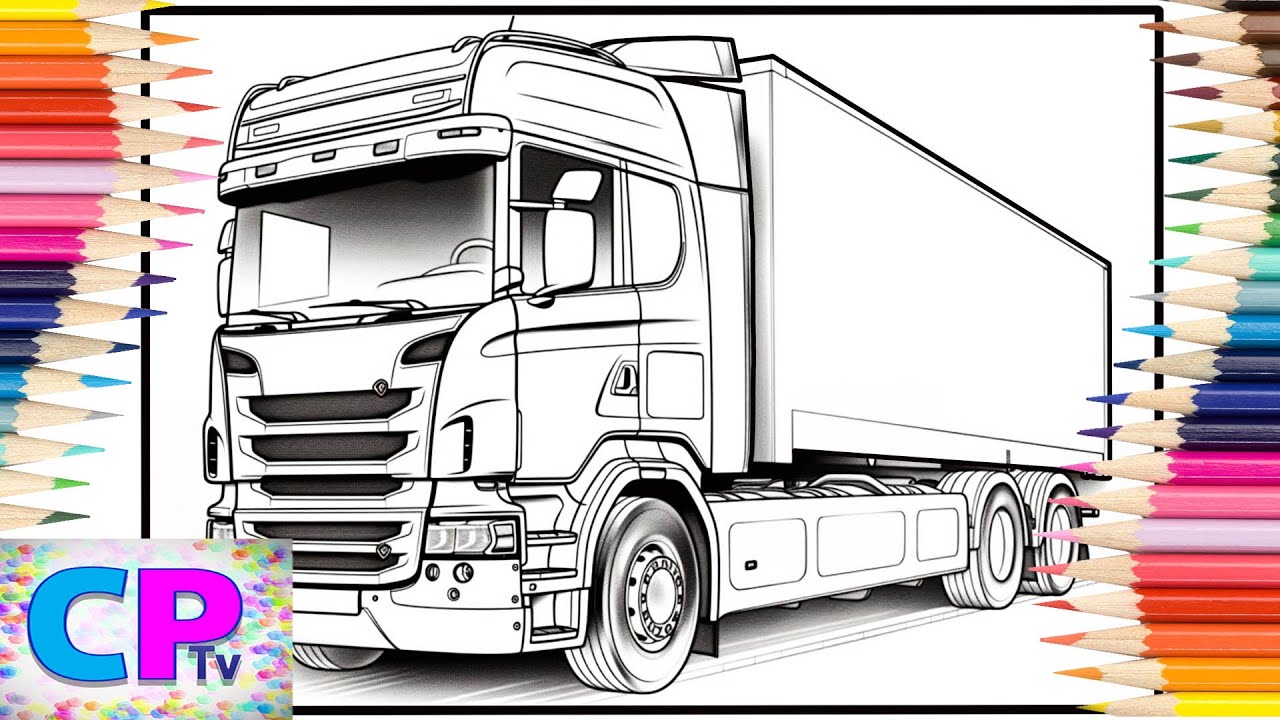 Play: Coloring Pages Tv: Scania truck drawing and colouring