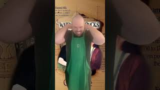 We are putting on the original Starbucks apron in over 20 years #starbucks #podcast #90skid