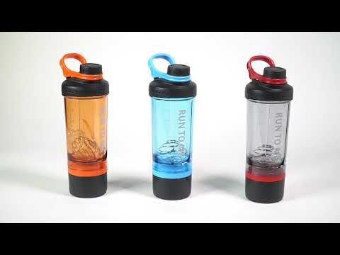 Шейкер спортивний Casno 600 мл для протеїну та коктейлів, пляшка для фітнесу та тренувань, видео 1