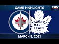 NHL Game Highlights | Jets vs. Maple Leafs – Mar. 9, 2021