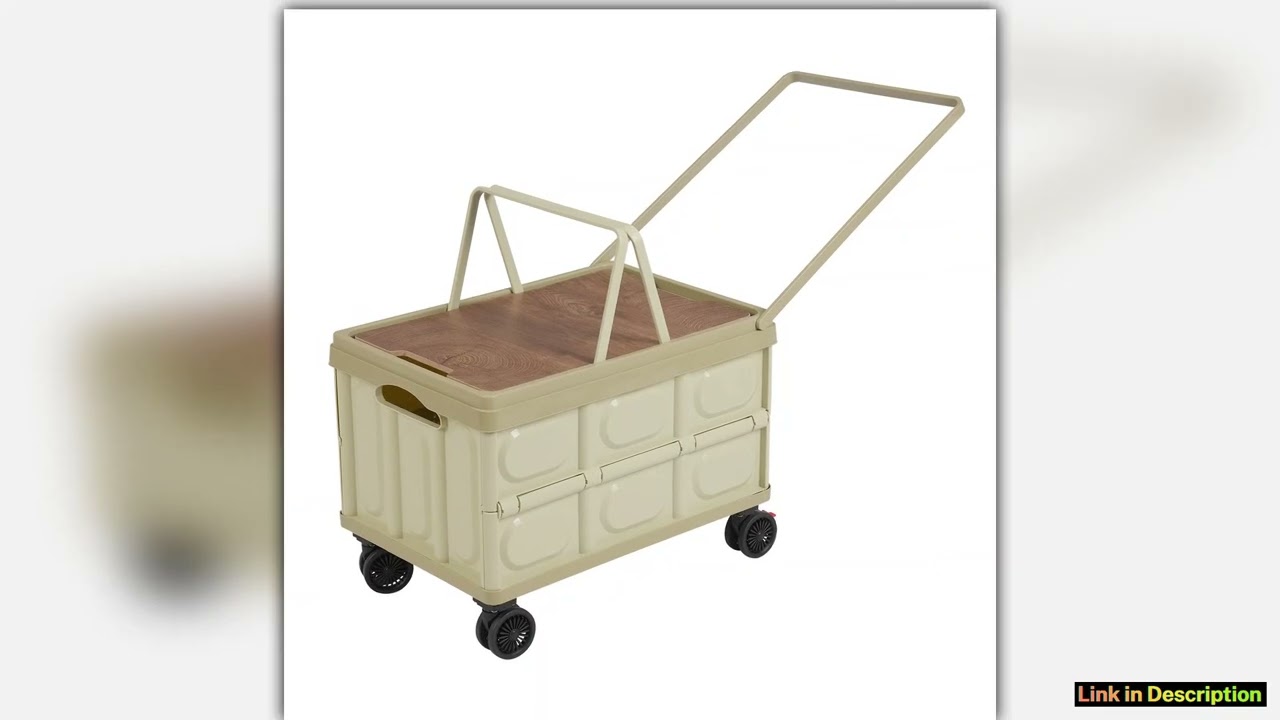55L Rolling Cart Green Folding Trolley Container with Wheels Foldable Organizer Multifunctional Car