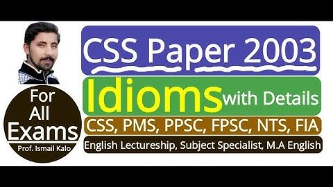 Idioms CSS English Paper 2003