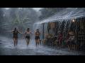 Walking in Heavy Rain in a Quiet Village - 4K ASMR Ultra Realistic Rain Sounds for Sleep