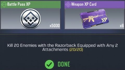 COD Mobile Kill 20 Enemies with the Razorback Equipped with Any 2 Attachments Task complete