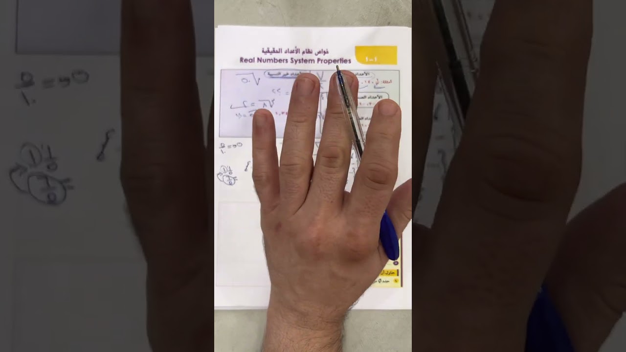 الصف العاشر الفصل الاول بند (١-١) خواص نظام الاعداد الحقيقية