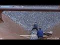 Barge unloads 3200 tons of pebbles - Relaxing video