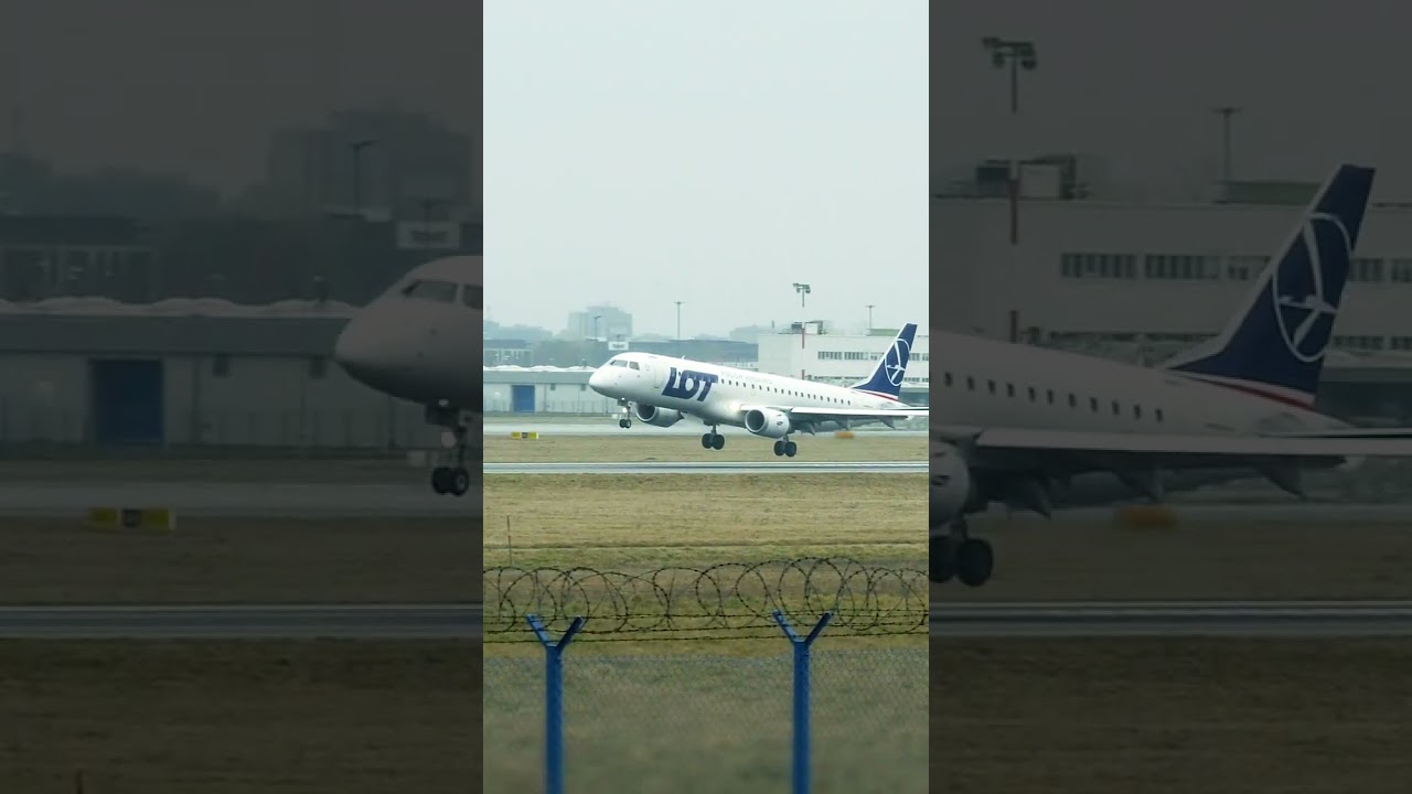 Arrival of the plane SP-LMD, Embraer E190STD - LOT - SHORTS