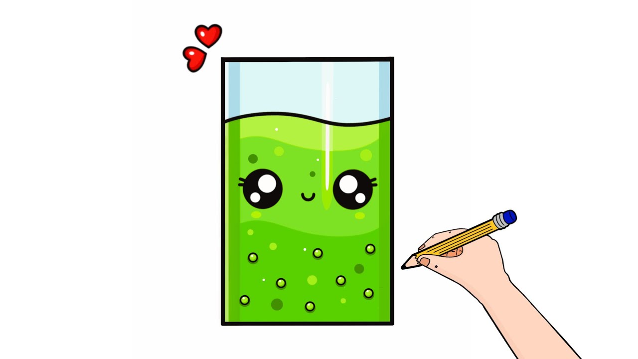 How To Draw a Cute Kiwi Juice Easy | Draw a Cute Kiwi Juice (Kiwi Drink) - Step by Step