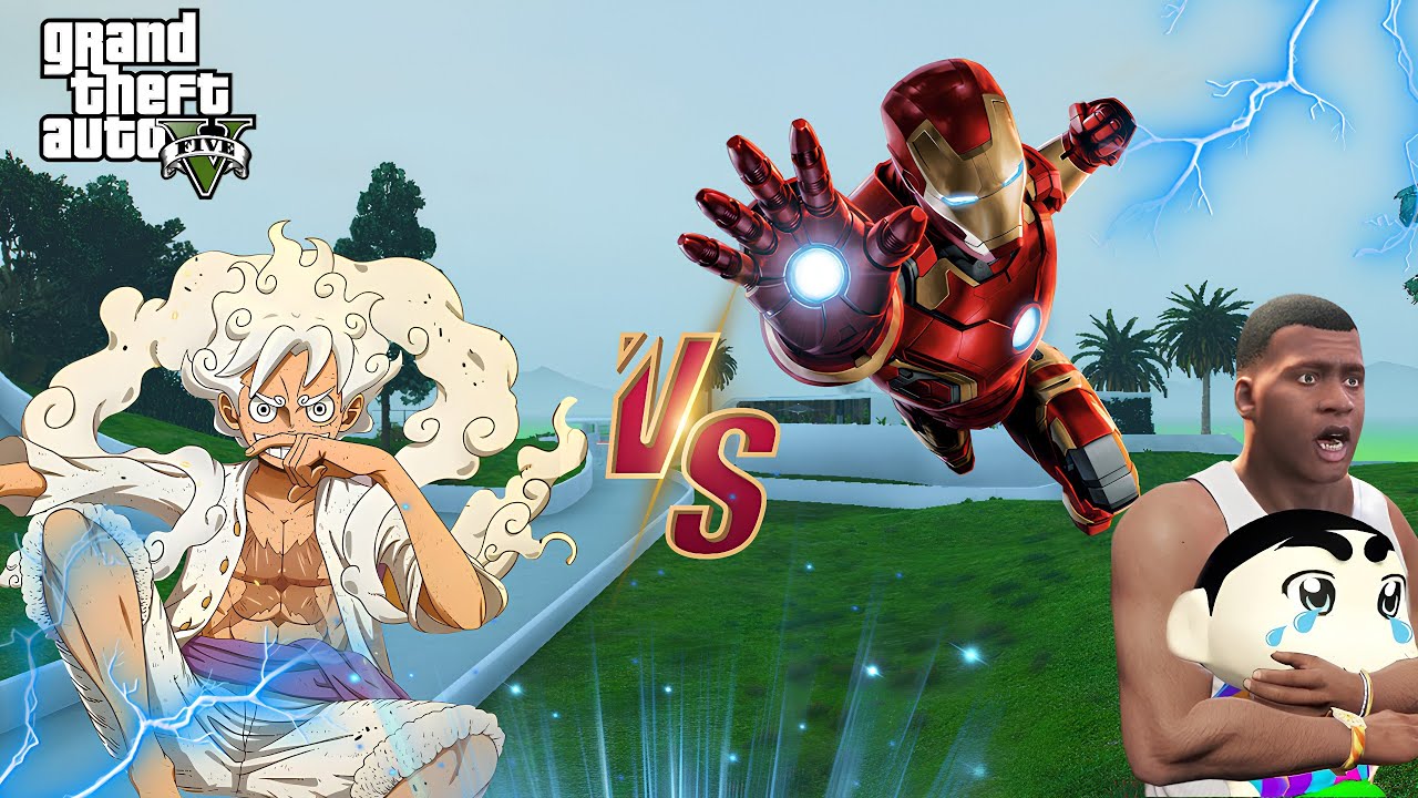 GTA 5 : Franklin Become Nika Luffy & Iron man Fight In GTA 5 !