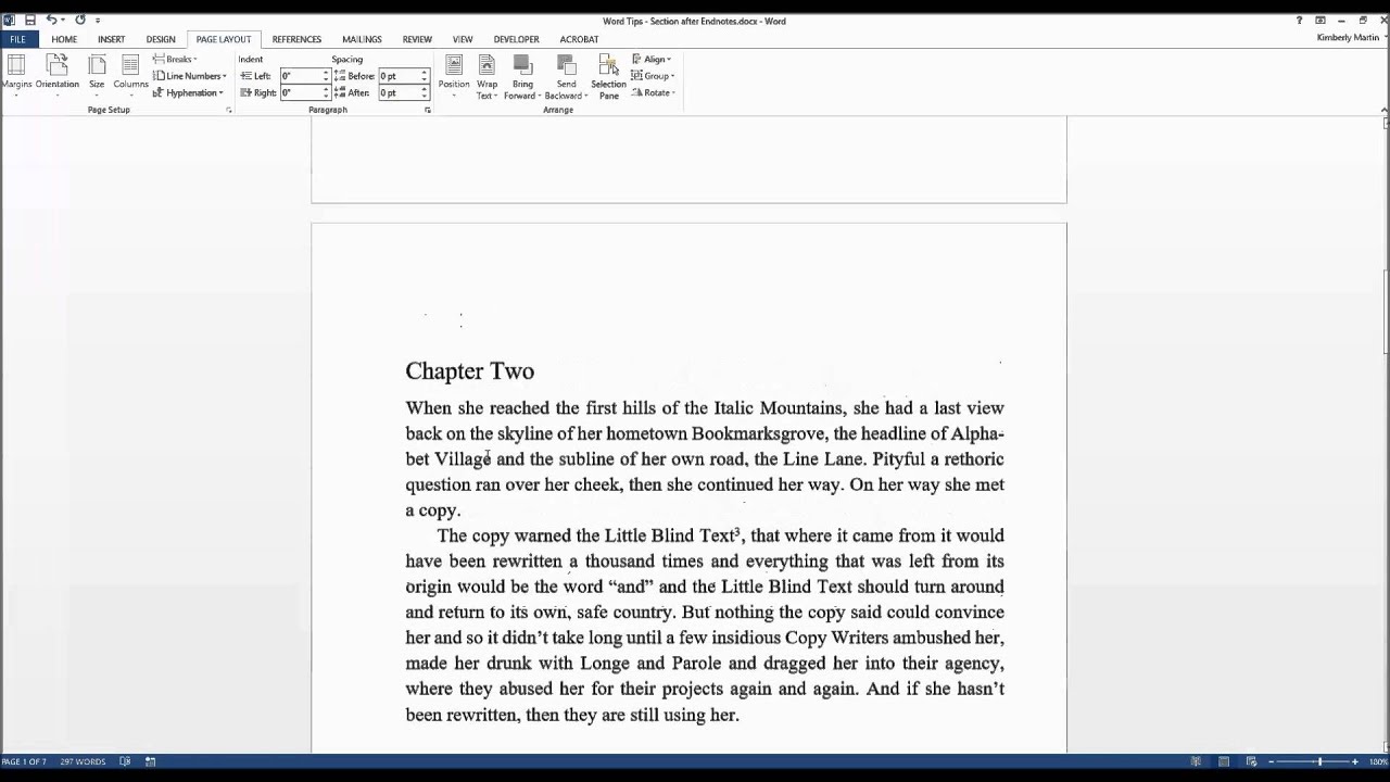 Word Tips For Writers: Add A Section After Your Endnotes In Microsoft Word