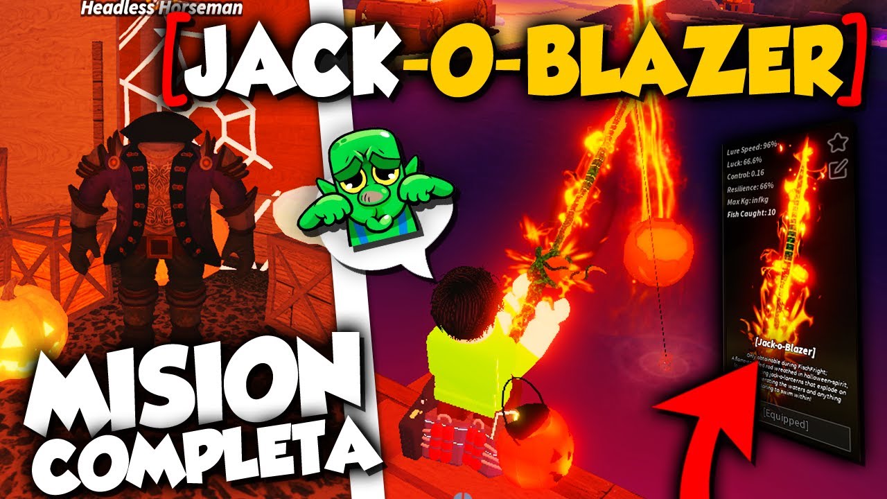 como conseguir CAÑA JACK-O-BLAZER (Headless Horseman) en FISCH ROBLOX