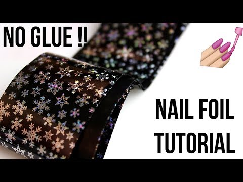 Tutorial- Nail Foil Without Glue || Holographic Snowflake Winter Nail Arts
