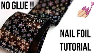 Tutorial- Nail Foil Without Glue || Holographic Snowflake Winter Nail Arts screenshot 4