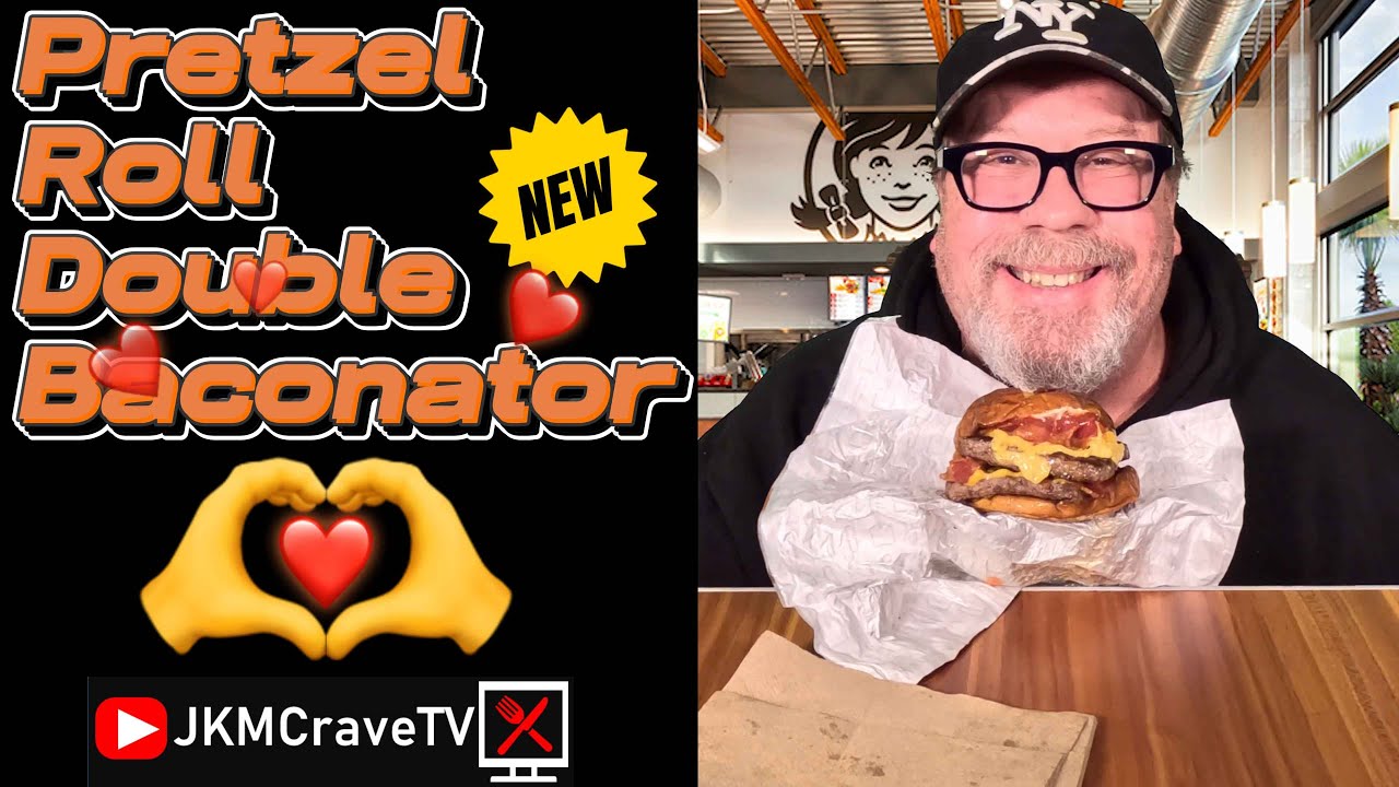 Wendy's® 👧 PRETZEL DOUBLE BACONATOR🥨🥓🍔 Taste Test & Review