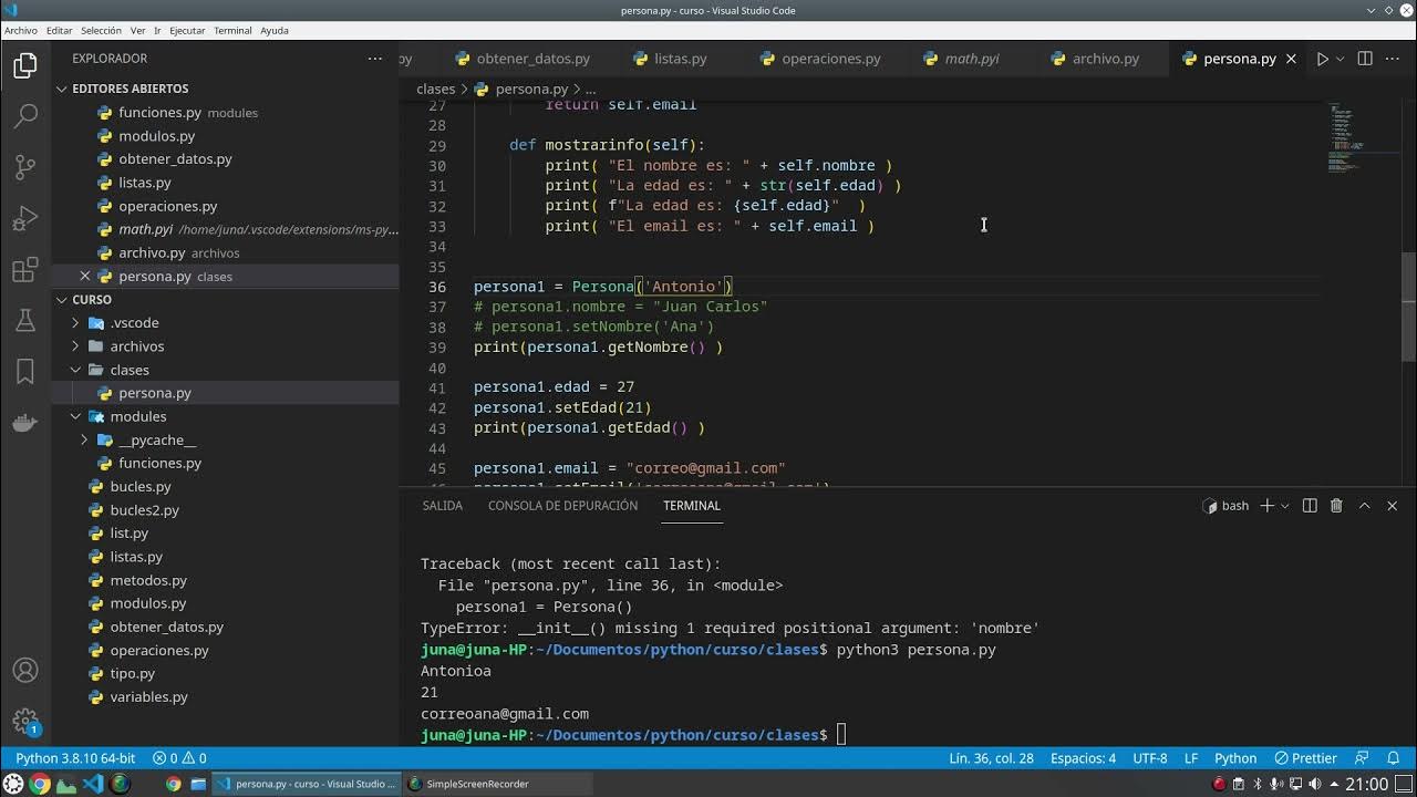 Python clases constructor - YouTube