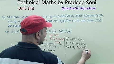 Quadratic equation Ex.1(h) Que 1,2,3